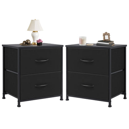 2 Fabric Drawers Bedside Nightstand