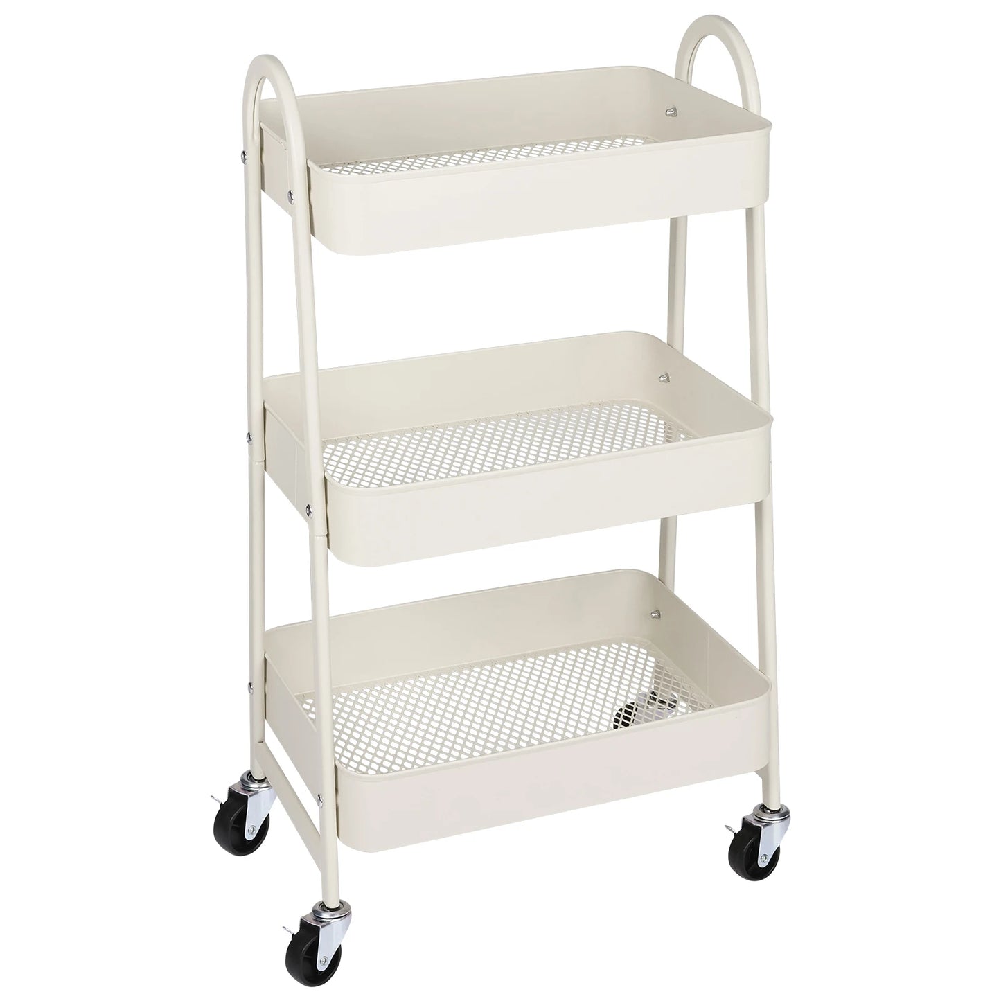 3 Tier Metal Utility Organizer Storage Cart with Lockable Wheels