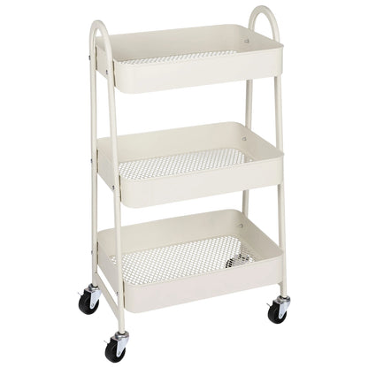 3 Tier Metal Utility Organizer Storage Cart with Lockable Wheels