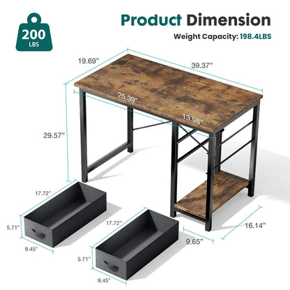 47IN Modern Computer Desk with 2 Drawers For Study, Office, Gaming room