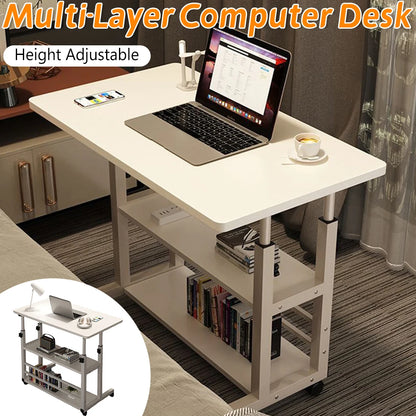 Height Adjustable Multi-Layer Standing Wooden Computer Desk Workstation for Home Office