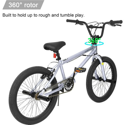 20 inch Freestyle BMX Bike for and Adults, Hi-Ten Steel Frame, 360 Degree Rotor, Freestyle 4 Pegs