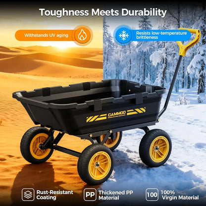 10in Garden Dump Cart, No-Flat Tire 900lb Capacity