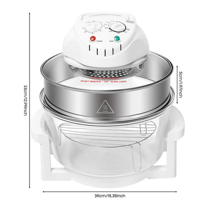 360° Hot Air Circulation Oil-Free Cooker with Grill Rack for Home Kitchen
