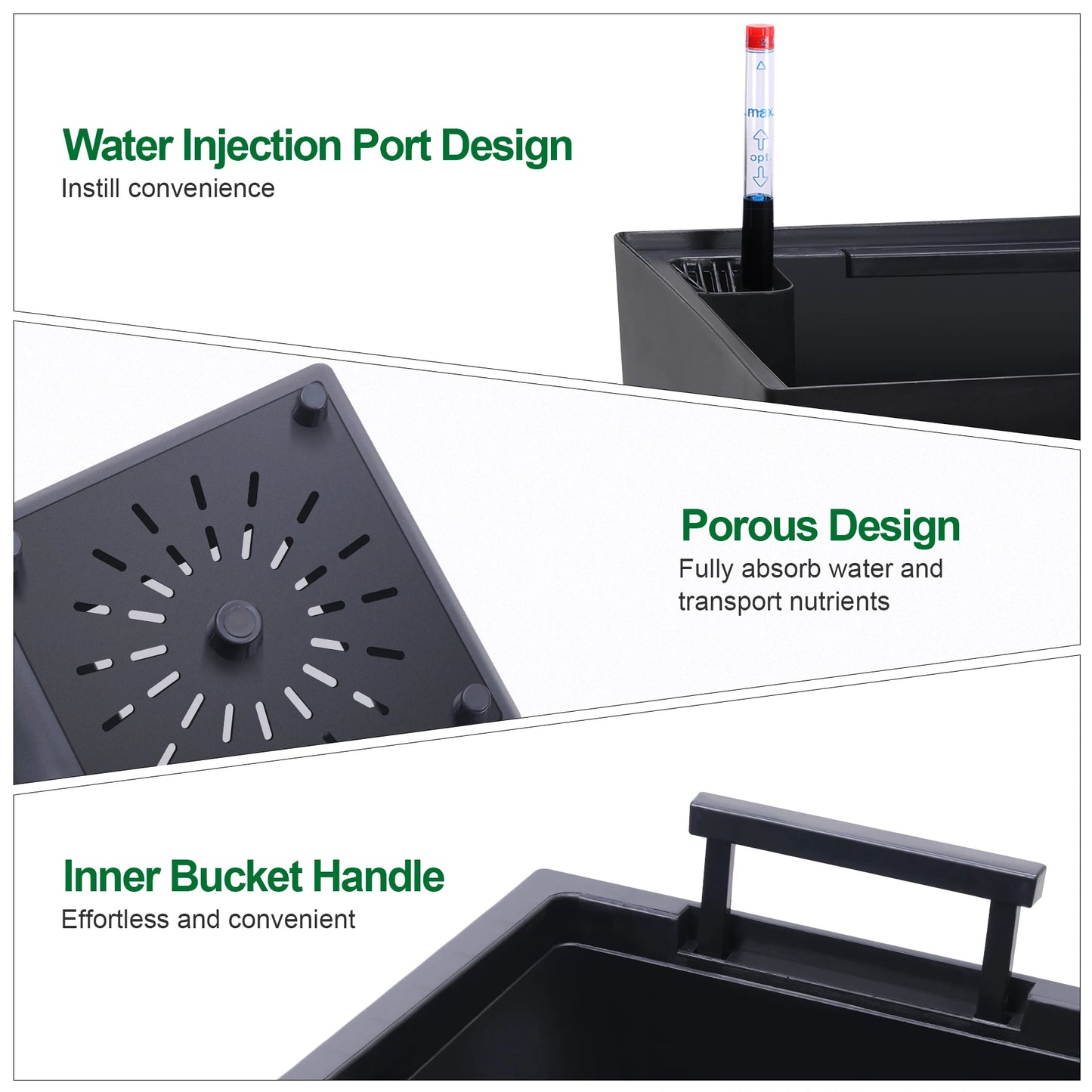 2pcs Front Porch Planter Pots with Drainage Holes Auto Watering