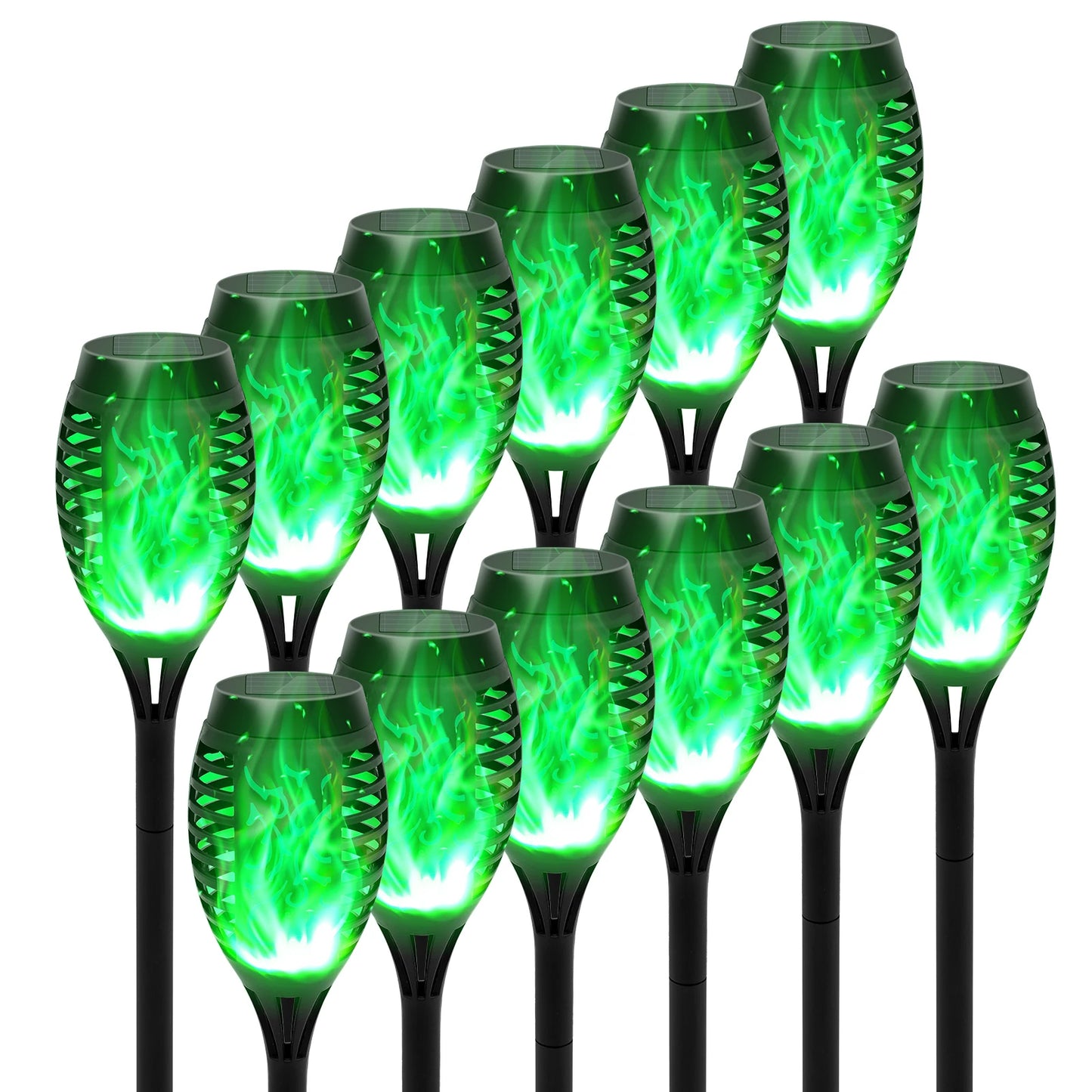 4/6/8/12Pcs Solar Powered Flickering Flame LED Torch Light