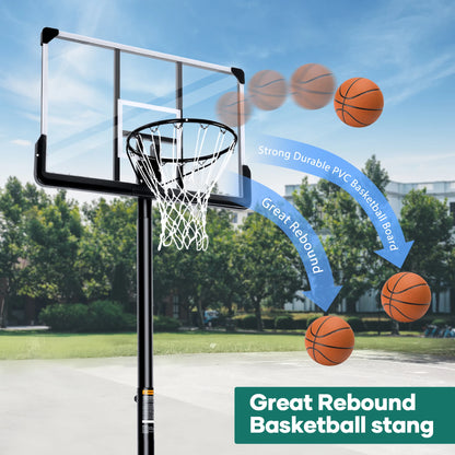 44" Portable Basketball Hoop with Adjustable Height System