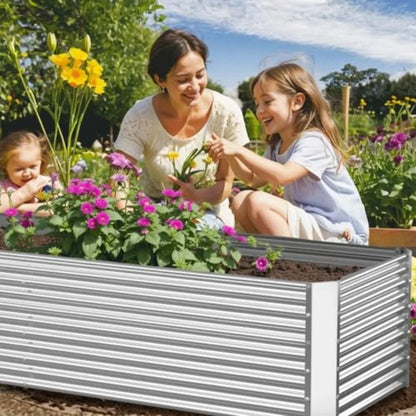2 Pack Tall 8x3FT Corrugated Galvanized Steel Raised Garden Bed