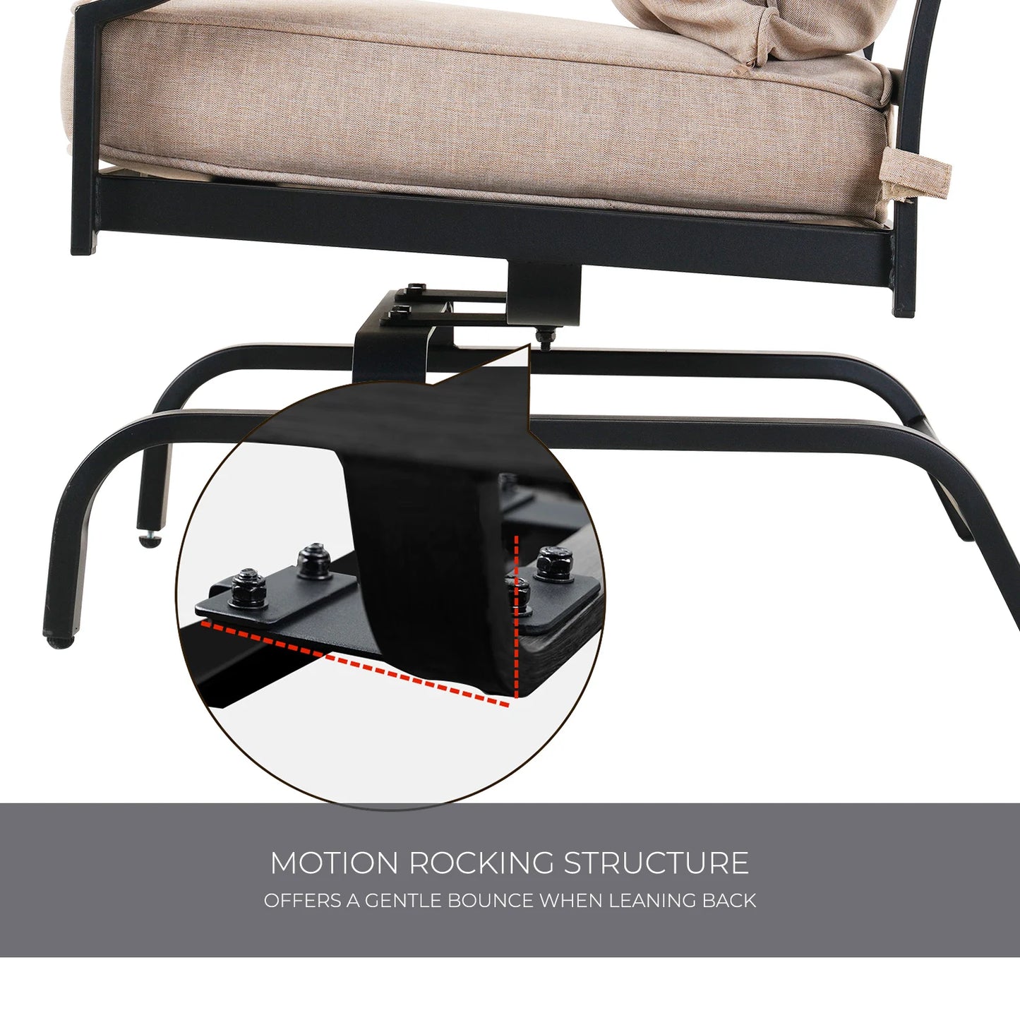3 Piece Patio Set, 2 Motion Chairs with Side Table Perfect For Home, Garden, Deck