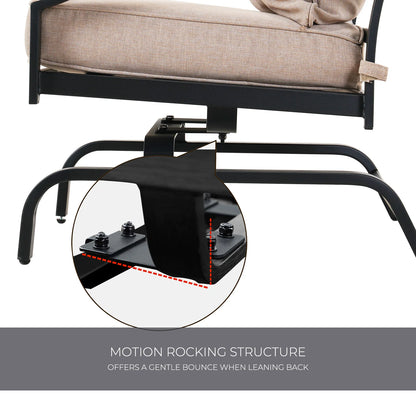 3 Piece Patio Set, 2 Motion Chairs with Side Table Perfect For Home, Garden, Deck