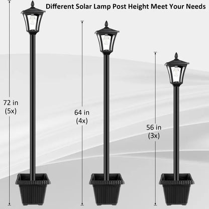 Solar Post Lamp with Planter for Backyard, Pathways