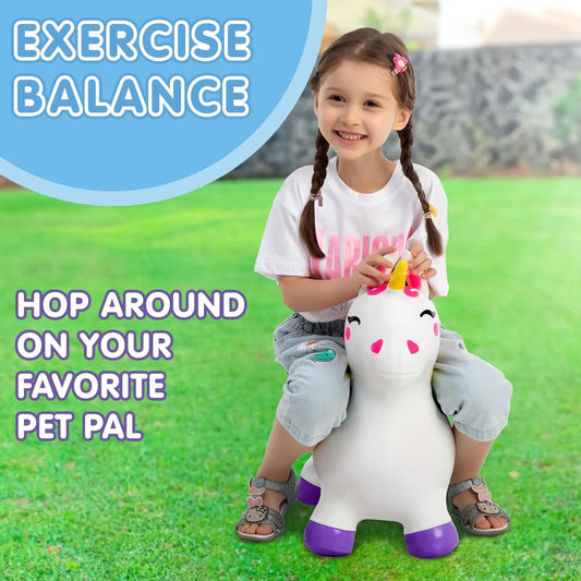 Kids Bouncy Unicorn Horse Ride On Toy