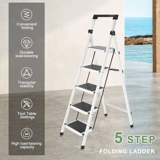 Heavy-Duty Step Ladder with Handrail