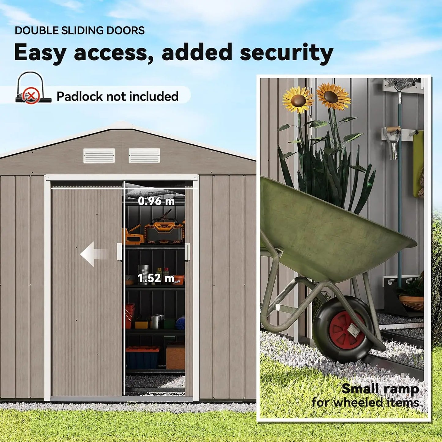 9x6ft Metal Storage And Tool Shed