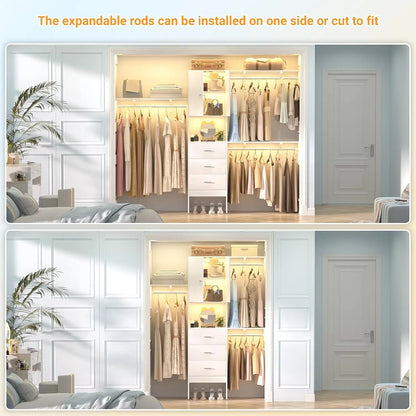 Walk In Closet System with Doors & 3 Shelving Towers