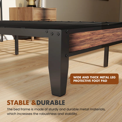 Soft Pack, Heavy Duty Metal Bed Frame with Headboard Charging Station, 1100lbs Capacity, Easy Assembly For Bedroom