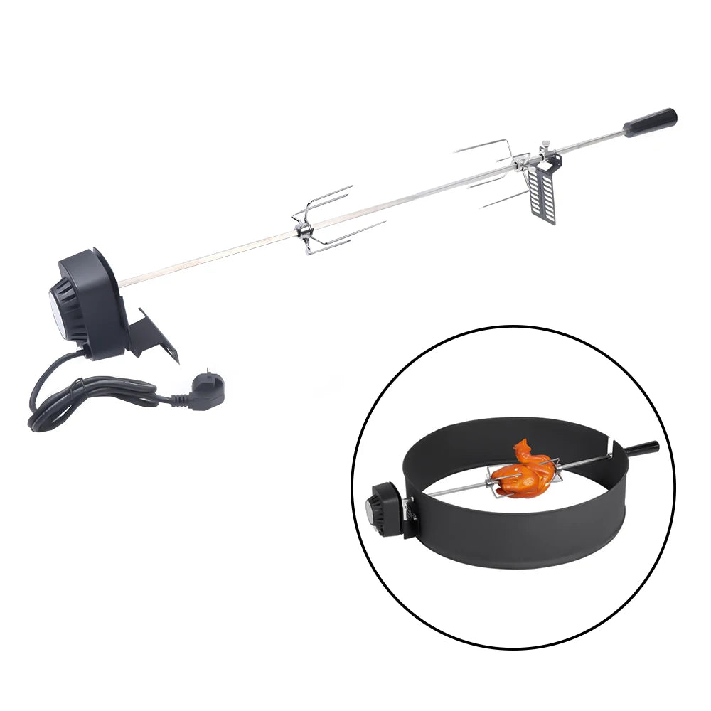 New BBQ Grill Spit Roaster w/ 120 cm long cable Rod Outdoor Electric Rotisserie Kit