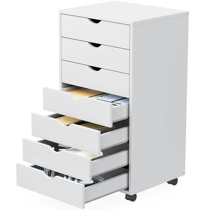 7 Drawer, Wooden Organizer Chest, Storage Mobile Cabinet on Wheels