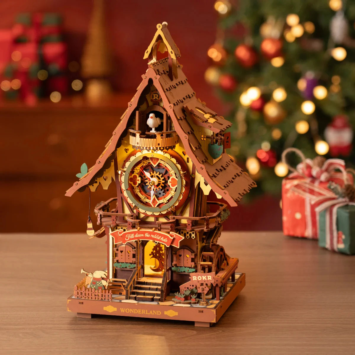 Cuckoo Clock Mechanical 3D Wooden Puzzle Unique Desk Home Decor