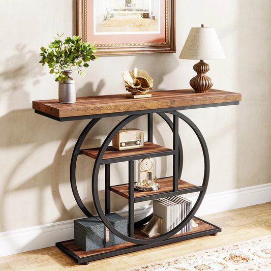 4-Tier Entryway, Console Table, 41.3-Inch Industrial Sofa Table for Living Room