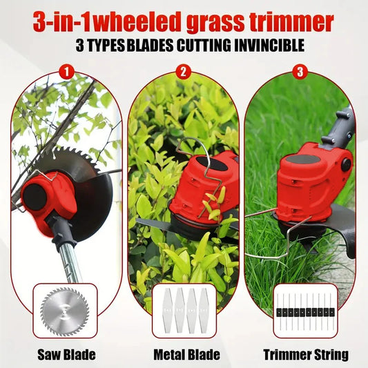Cordless Grass Edger with 2 Batteries & 3 Cutting Blade Types