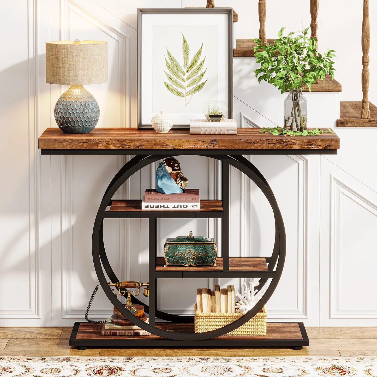 4-Tier Entryway, Console Table, 41.3-Inch Industrial Sofa Table for Living Room