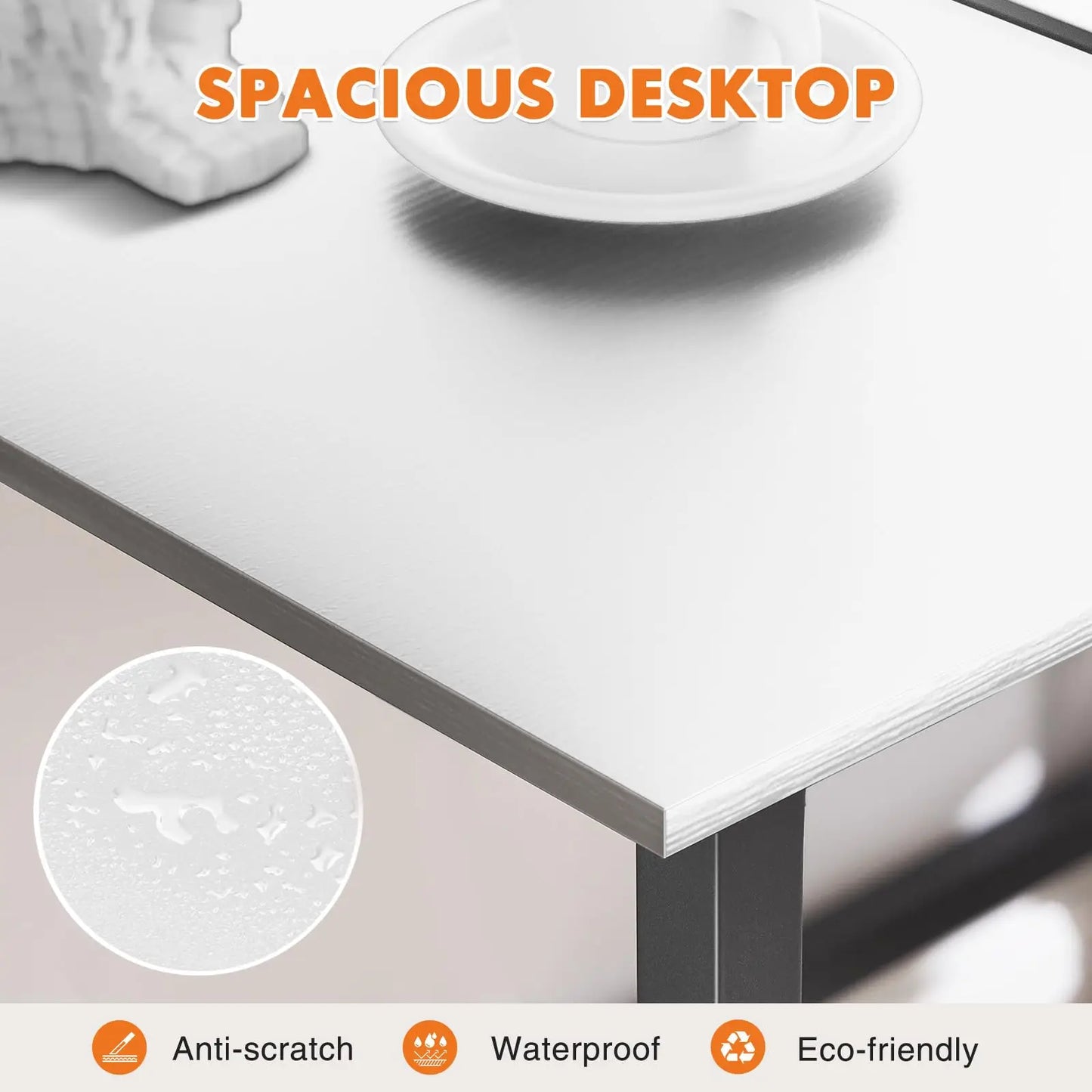Modern Simple Style Compact Metal Frame Computer, Office, Writing, Study, Gaming Table, Easy Assembly