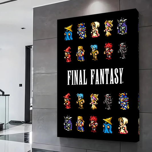 Final Fantasy I Pixel Art Printing Poster Wall Art Canvas Painting