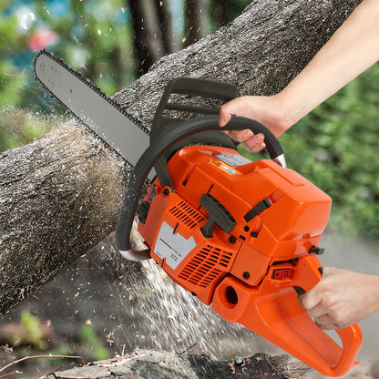 72CC 24" Gas Powered 2 Stroke Handheld Chain Saw for Wood Cutting