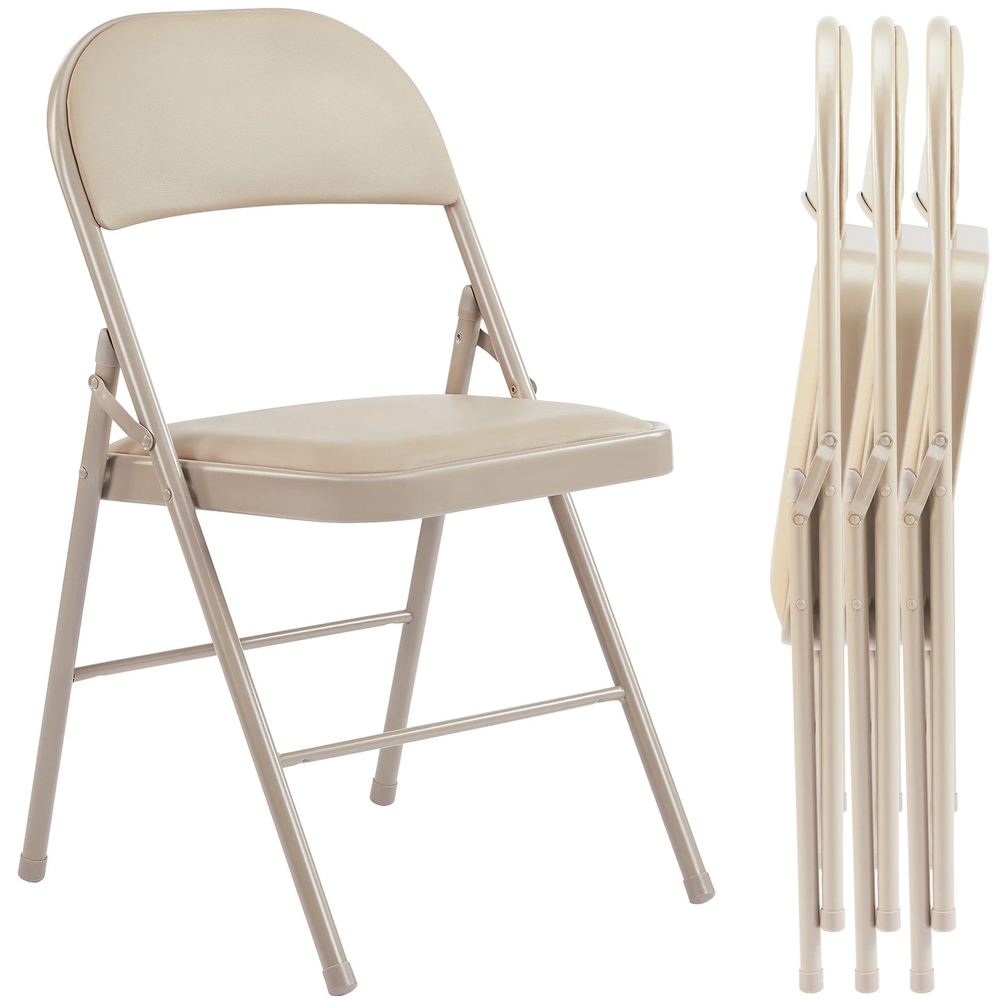 4 Pack Sturdy Metal, Leather Padded Folding Chairs