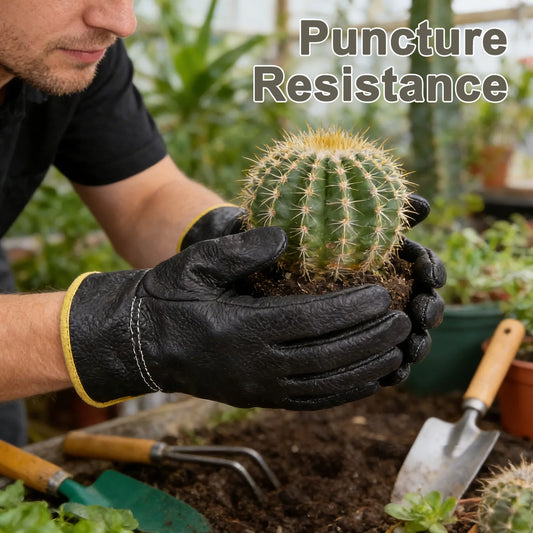 Two pairs of durable leather gardening gloves uniform size, suitable for both men and women