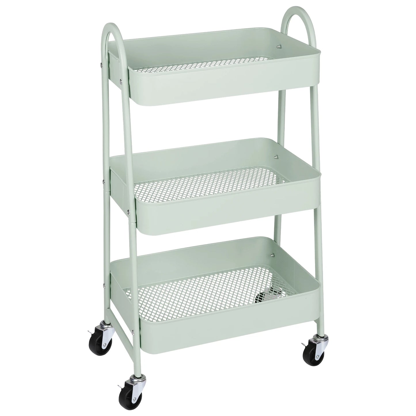 3 Tier Metal Utility Organizer Storage Cart with Lockable Wheels