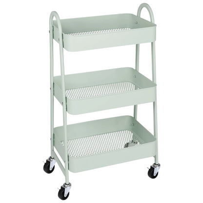3 Tier Metal Utility Organizer Storage Cart with Lockable Wheels