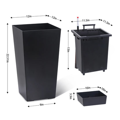 2pcs Front Porch Planter Pots with Drainage Holes Auto Watering