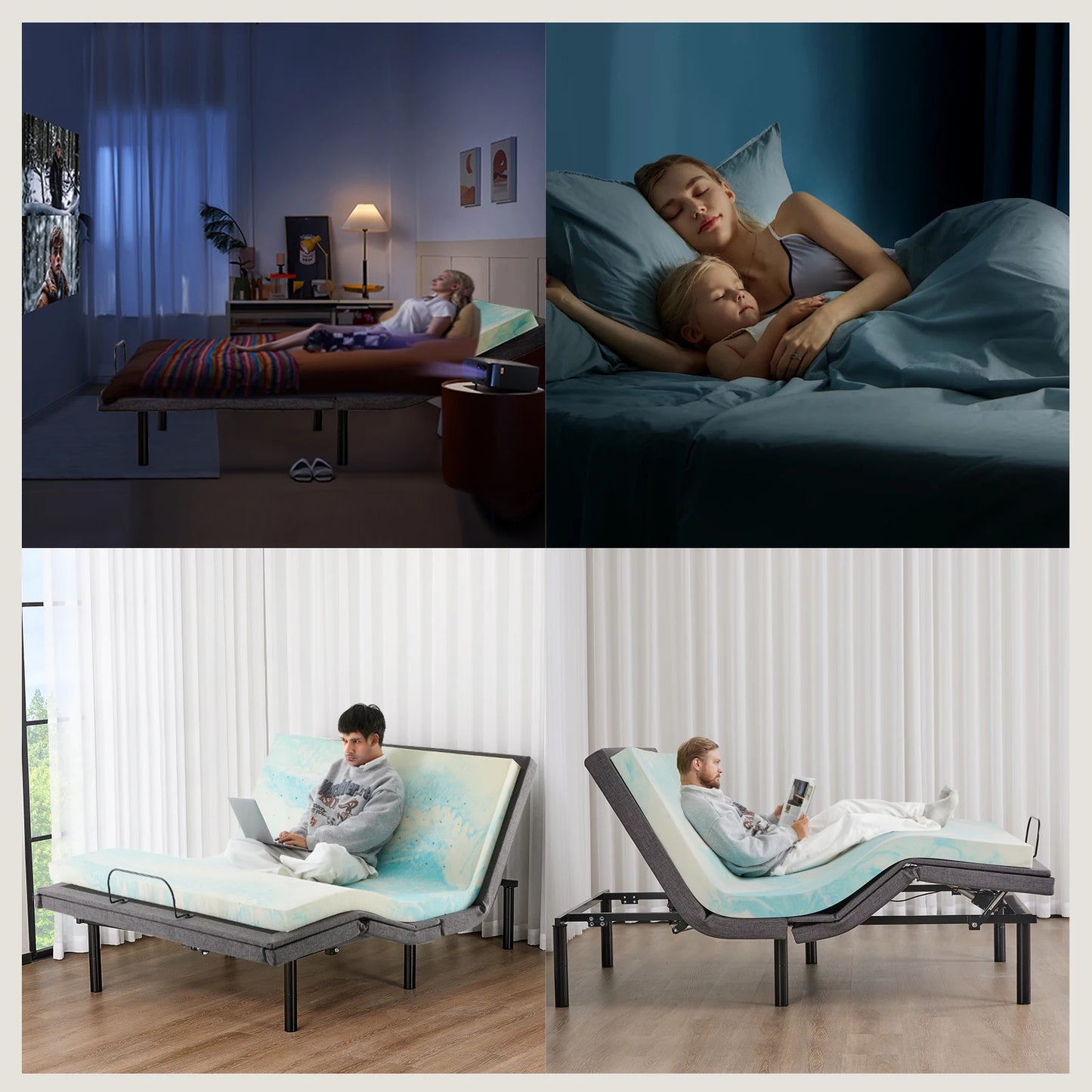 Electric Adjustable, Ergonomic Bed Frame with Wireless Remote, Zero Gravity Bed with 2 USB Ports For Bed Room