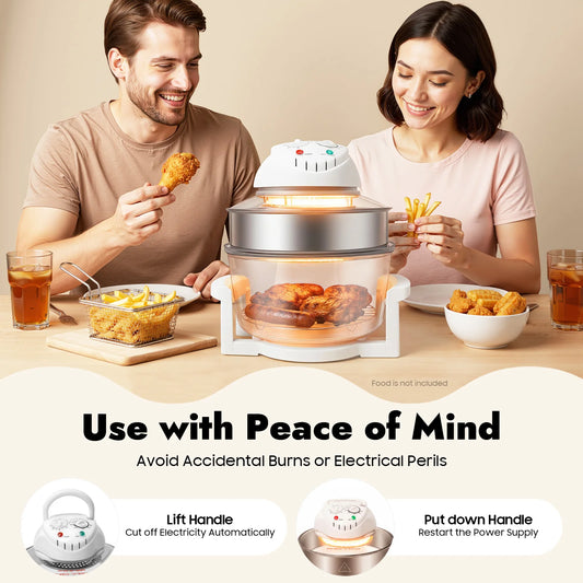 360° Hot Air Circulation Oil-Free Cooker with Grill Rack for Home Kitchen