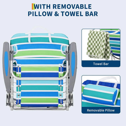 Portable Backpack Folding Chair w/5 Reclining Positions for Adults