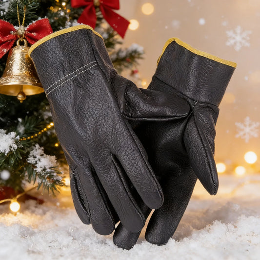 Two pairs of durable leather gardening gloves uniform size, suitable for both men and women