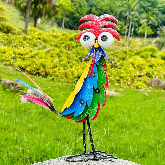 Outdoor Wacky Metal Rooster Yard Decoration