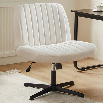 Adjustable Swivel Cross Legged Office, Living Room, Armless Gaming Chair, Vanity, Home Office