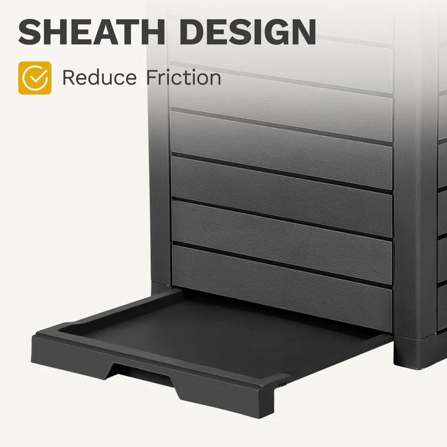 38 Gallon Waterproof Resin Hideaway Garbage Bin with Lid and Drip Tray