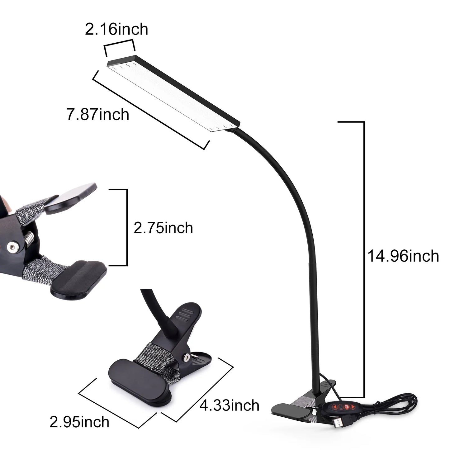 5W LED Clip on Desk Lamp with 3 Modes, Table Lamp