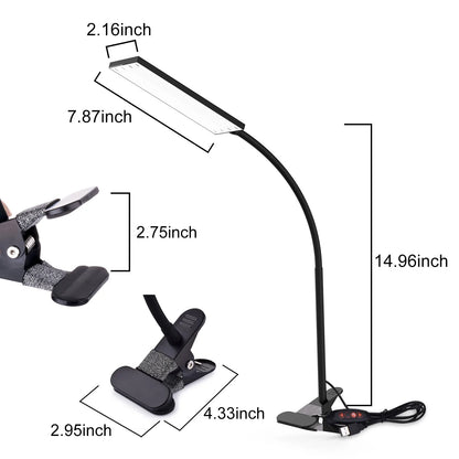 5W LED Clip on Desk Lamp with 3 Modes, Table Lamp