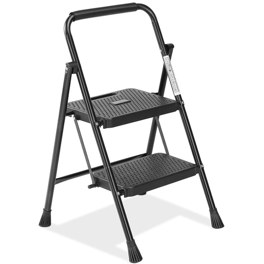 Folding 2 Step Ladder Stool with Anti-Slip Pedal 800lbs Capacity