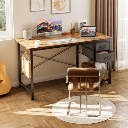 47IN Modern Computer Desk with 2 Drawers For Study, Office, Gaming room