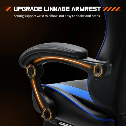 PU Leather Ergonomic Racing style Gaming Chair, Adjustable Swivel with Headrest and Lumbar Support For Office, Computer, gaming Room