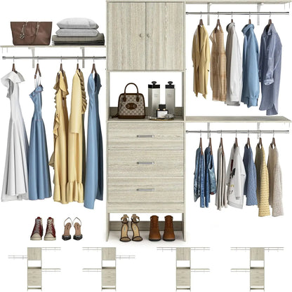 Walk In Closet System with Doors & 3 Shelving Towers