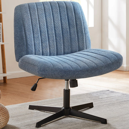 Adjustable Swivel Cross Legged Office, Living Room, Armless Gaming Chair, Vanity, Home Office