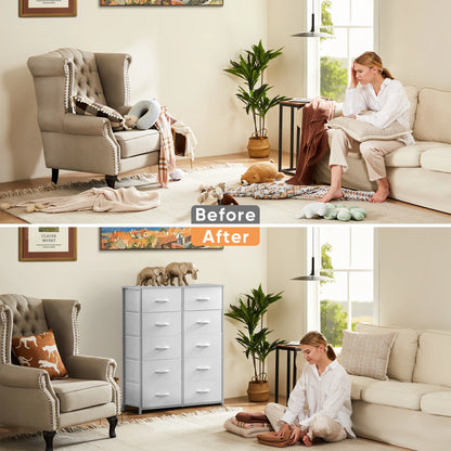 Wardrobes For Bedroom With 5/7/10 White Fabric Drawers For Bedroom Furniture