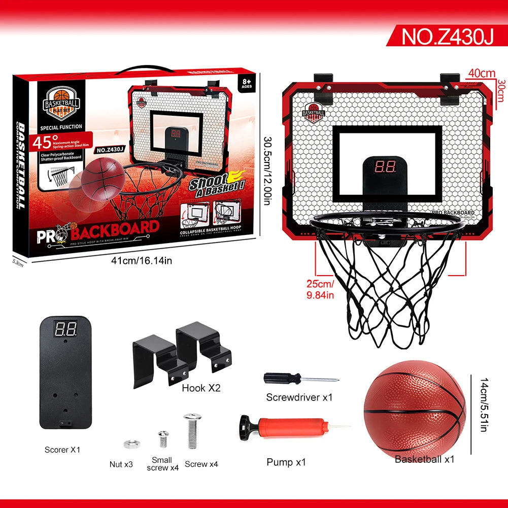Kids Mini Basketball Hoop With Backboard and Electronic Scoreboard, Outdoor Indoor Excersise Game Toys